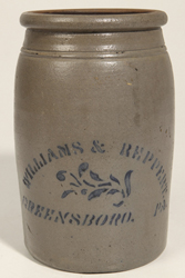Williams & Reppert, Greensboro, PA Stoneware Jar