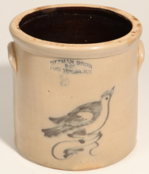 Ottoman Bro's., Fort Edward, NY Stoneware Jar W/Bird