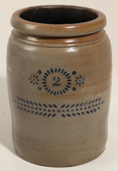 Stoneware 2 Gallon Blue Stenciled Jar