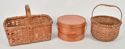 Two Early Baskets & Bentwood Pantry Box