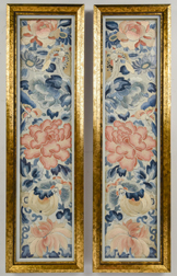Pair Early Chinese Silk Embroidered Panels