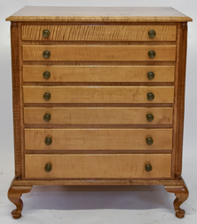 Curly Maple Chippendale Style Chest