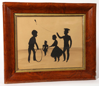 Early Painted Silhouette of Children Playing