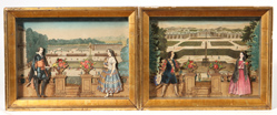 Two 18th Century French Copper Plate Engraving Dioramas