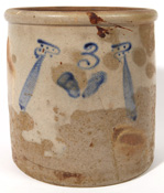 Blue Decorated Stoneware Jar With Bottle Decoration