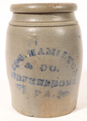 Blue Decorated Jas. Hamilton Stoneware Jar