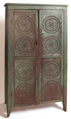 Unusual Early 2 Door Pie Safe With Old Green Paint