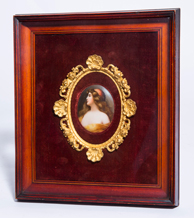 Porcelain Plaque of Lady in Yellow