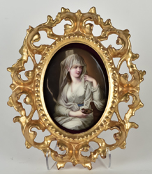 Porcelain Plaque of Lady with Lamp