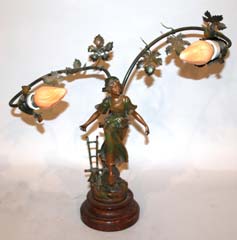 Circa 1900 Figural Newel Post Lamp