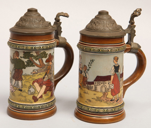 Two German Etched Steins