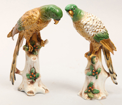 Early Chelsea Porcelain Parrot Figures