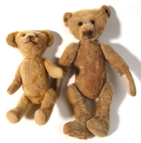 Two Early Straw Filled Teddy Bears