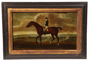 19th Century Reverse Painting on Glass of Horse & Rider