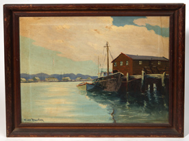 Harbor Scene Oil Painting by Oliver Albertson