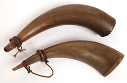 TWO EARLY POWDER HORNS