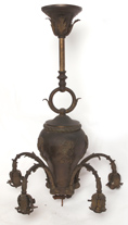 ORNATE GAS/ELECTRIC BRASS HANGING CHANDELIER