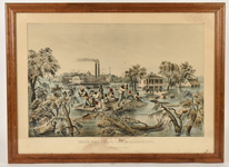 Large Folio Currier & Ives High Water In The Mississippi