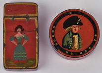 Two Decorated Tin Snuff Boxes