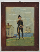 Folk Art Watercolor of Naval Officer