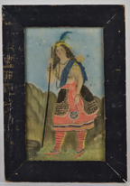 Early Folk Art Watercolor of Indian Maiden