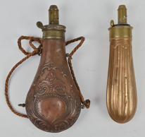 Two Early Brass Powder Flasks