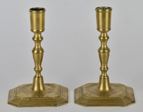 Pair Brass Queen Anne Candlesticks