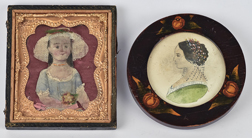 Two Miniature Folk Art Portraits
