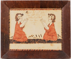 Folk Art Painting of Two Kneeling Women