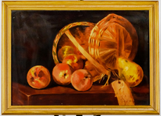 Still Life Painting of Basket of Apples