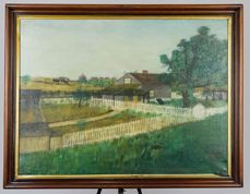 Folk Art Oil Painting of Farmstead