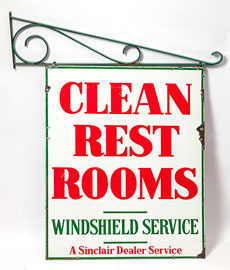 Sinclair Clean Rest Rooms Porcelain Sign