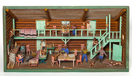 Folk Art Diorama of Hunting Lodge