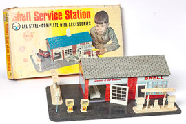 Tin Chromo Toy Gas Station