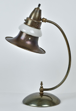 Mid Century Modern Brass & Glass Desk Lamp