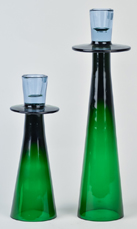 Pertti Santalahti Nuutajarv Notsjo Finland Art Glass Candlesticks