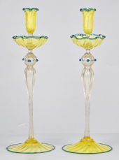 Pair Venetian Glass Candlesticks