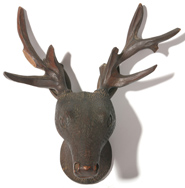 19TH CENTURY BLACK FOREST CARVED DEER HEAD