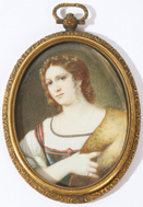 MINIATURE ON IVORY OF YOUNG MAIDEN