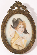 MINIATURE ON IVORY PORTRAIT OF YOUNG LADY