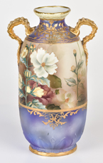 Nippon Lavender Vase with Florals & Gold Decoration