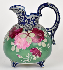Nippon Moriage Footed Pitcher with Floral Designs