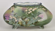 Nippon Footed Vase with Moriage Flowers