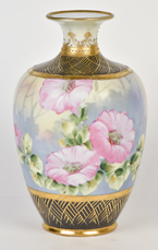 Nippon Vase with Floral & Gold Decoration