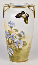 Nippon Vase with Florals and Butterfly