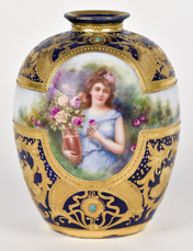 Cobalt Blue Nippon Portrait Vase