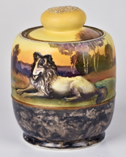 Nippon Humidor with Molded in Relief Collie Dog