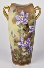 Nippon Vase with Floral Decoration on Matte Finish