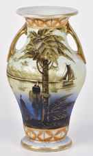 Nippon Scenic Vase with Indians and Sailing Ship