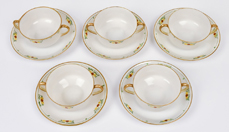 Five Nippon Bouillon Cups and Saucers